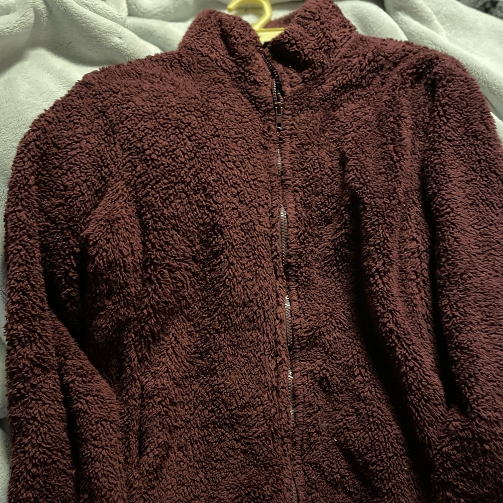 Fuzzy zipper sweater